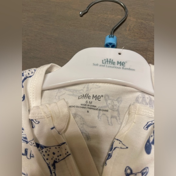 🐶 NEW! • Little Me • Bamboo Zipper Sleeper with Hat 🐕 6 months - Picture 4 of 7